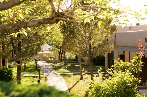 a walkway in front of a building with trees at Fort Marcy Suites by All Seasons Resort Lodging in Santa Fe