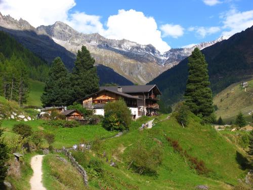 a house on the side of a mountain with a dirt road at Villa Wellness Homes in Mötz