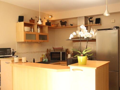 une cuisine avec un réfrigérateur et un plan de travail dans l'établissement Holiday Home in Bouix near Chatillon sur Seine, à Bouix