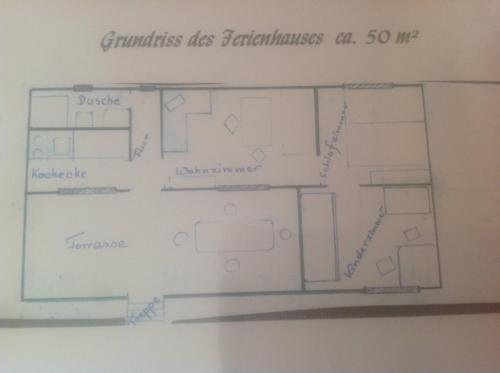 a drawing of a floor plan of a house at Mobile-Home in Fürstenberg-Havel