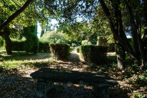 a bench sitting in a park under a tree at Villa Betteloni Valpolicella Suites in San Pietro in Cariano