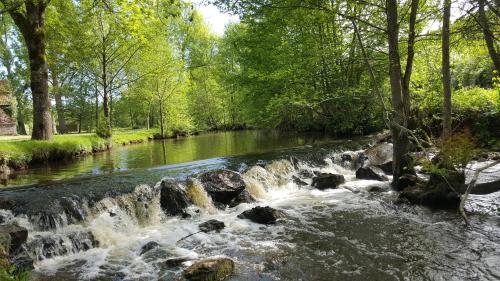 a stream of water with rocks in a river at Le Moulin du Cluzeau in Chaillac