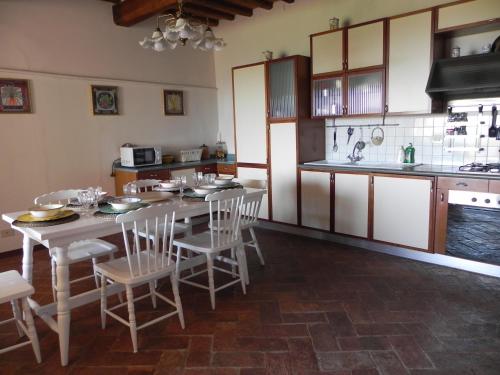 a kitchen with a table and chairs in a room at Agriturismo Le Ginestruzze in Montespertoli