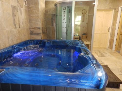 une baignoire jacuzzi au milieu d'une pièce dans l'établissement Country House Zdenko s wellness, à Frenštát pod Radhoštěm