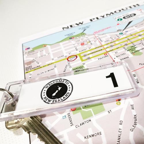 a close up of a map with a key at 299 On Devon West in New Plymouth
