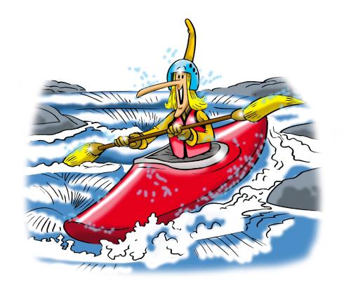a woman paddling a red canoe in the water at Hotel Restaurant Les Brases in Sort