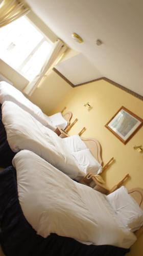 a row of beds in a room with a window at Dalys Inn in Donore