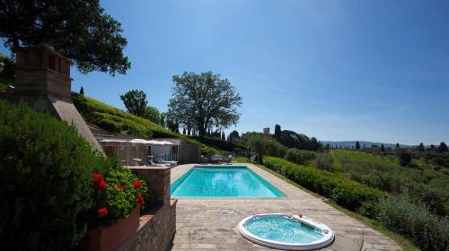 a swimming pool in the backyard of a house at Villa La Fornace in Tavarnelle in Val di Pesa