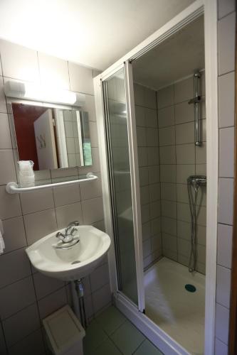 Koupelna v ubytování Gîte-Hôtel Le P'tit Cham