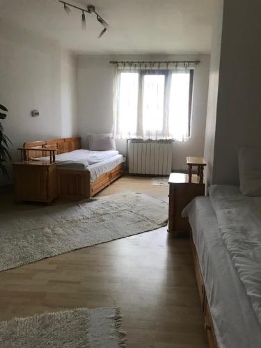 a bedroom with two beds and a window at Sharkov Guest House in Dolen