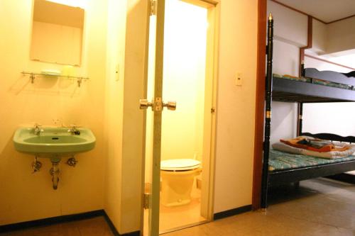 a bathroom with a sink and a bunk bed at Villa Alpen in Yamanouchi