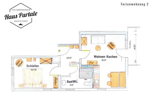 a floor plan of a house with at Haus Partale in Oberstdorf