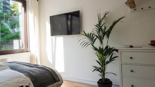 Ένα ή περισσότερα κρεβάτια σε δωμάτιο στο Apartments an der Universität