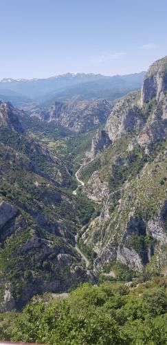 an aerial view of a mountain valley with trees at Casa Rural Pocotrigo in Linares