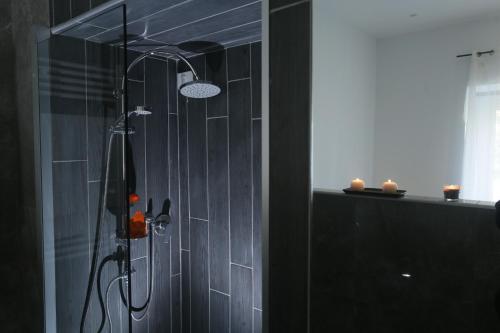 a bathroom with a shower with a shower head at ESPOSITO PLAZA- ROOMS & SUITE in Naples