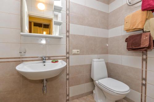 a bathroom with a toilet and a sink at Vila Verbena in Palanga