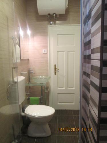 a bathroom with a toilet and a sink at Kuća Popović Apartments in Niš