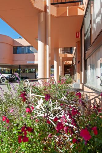 a group of flowers in front of a building at Winsor Park Motor Inn in Albury