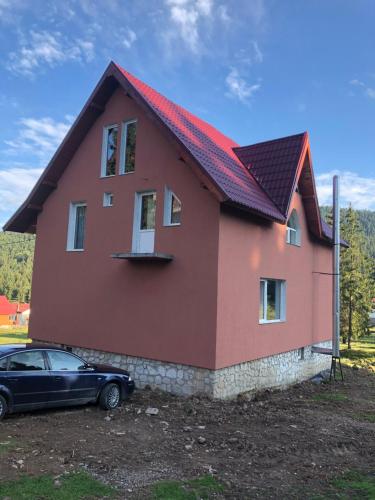 a house with a car parked in front of it at Casa Bogdan in Vartop