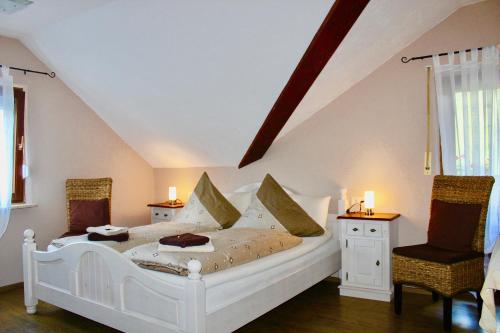 Posteľ alebo postele v izbe v ubytovaní Haus Mühlenruh