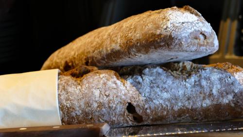 a loaf of bread sitting on top of a table at Hovden Fjellstoge in Hovden