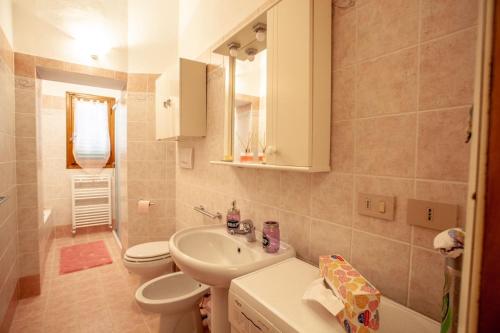 a bathroom with a sink and a toilet at La casa di Francesca in Castelnuovo Berardenga