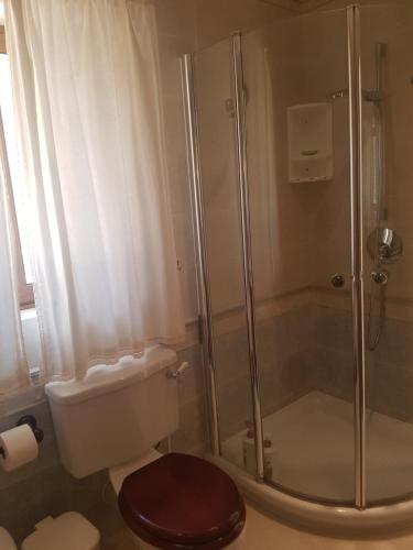 a bathroom with a toilet and a shower at Bingemma Paradise Farmhouse in Dwejra