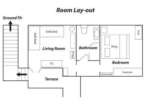 a floor plan of a room with a room lay out at Phuttal Residence in Phra Nakhon Si Ayutthaya