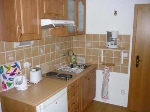 Kuchyň nebo kuchyňský kout v ubytování Apartman Hrabice