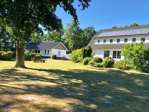 a house with a tree and a bench in a yard at Hotel-Marks-Garni in Zingst