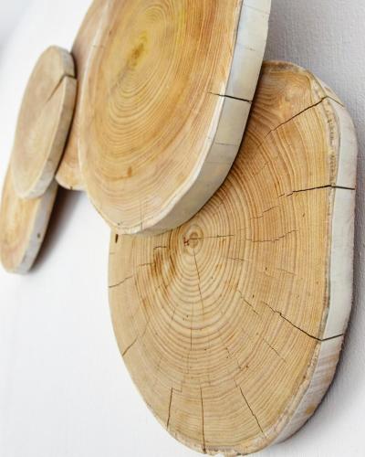a wooden snail sitting on top of a wall at Angelos Boutique Suites in Patitiri
