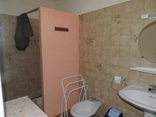 CazaubonにあるLa Maison du Lacのバスルーム(トイレ、洗面台、シャワー付)