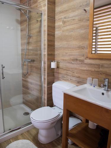a bathroom with a toilet and a sink and a shower at The Wave Baleal in Baleal