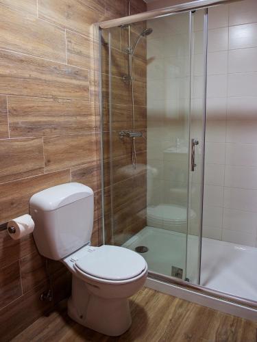 a bathroom with a toilet and a shower at The Wave Baleal in Baleal