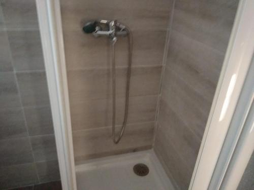 a shower with a hose in a bathroom at Hostal Restaurante Milenium in Torremegía