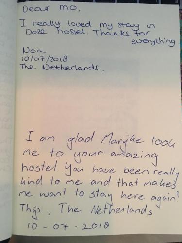 a letter from my mom thanking me for my handwriting at Doze Hostel in Chiang Mai