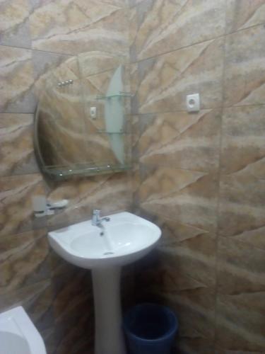 a bathroom with a sink and a mirror at Best Host in Sighnaghi