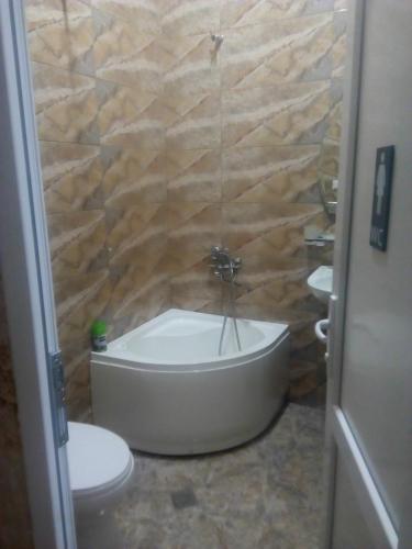 a bathroom with a tub and a toilet at Best Host in Sighnaghi