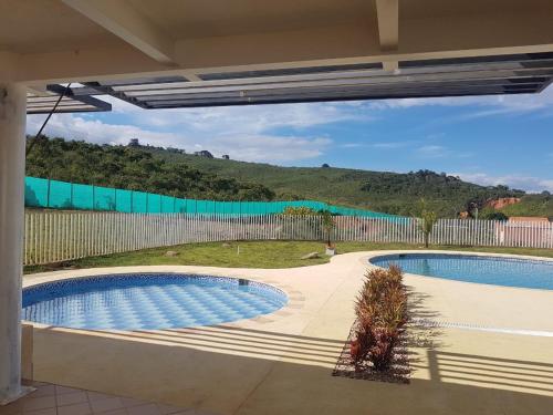 a view of a swimming pool in a house at Calima Darien in Calima