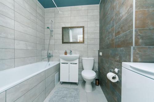 キーウにあるSofii Rusovoi 3vのバスルーム(トイレ、バスタブ、シンク付)