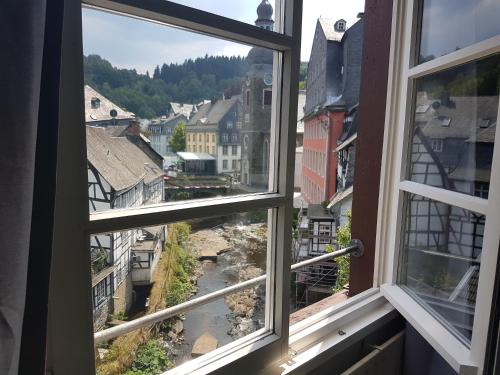 a view from a window of a town at Haus Stehlings in Monschau
