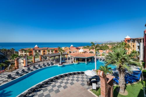 an overhead view of a swimming pool at a resort at Hacienda Encantada Resort & Spa in Cabo San Lucas
