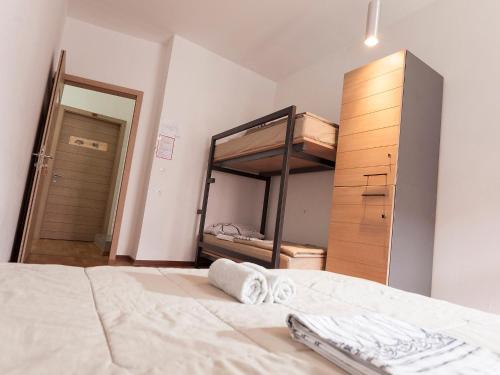a bedroom with a bed and a bunk bed at Hostel Situla in Novo Mesto