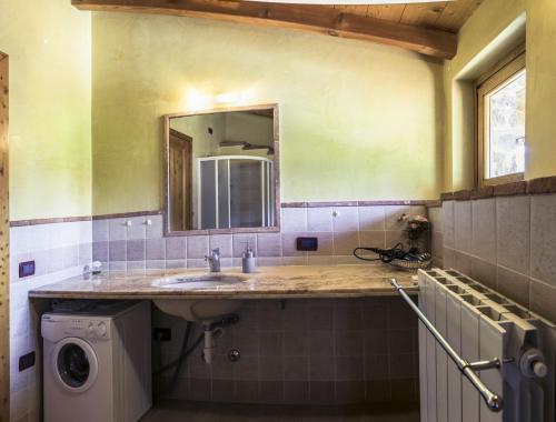 a bathroom with a sink and a mirror at Castello di Zorzino Iseo lake in Riva di Solto