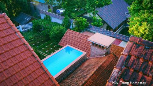an overhead view of a swimming pool on a roof at Huy Trung Homestay in Bắc Hà