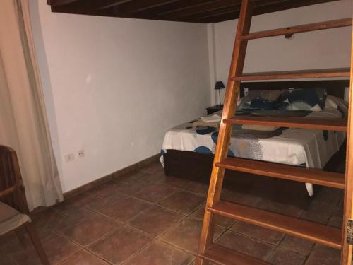 a bedroom with a bunk bed and a bunk ladder at Casa Rural El Pajar in El Pinar del Hierro