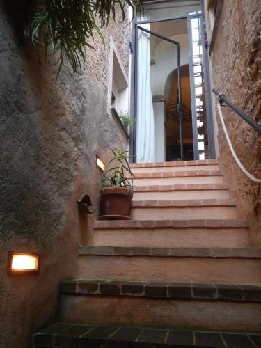 a set of stairs with a potted plant on them at Ca' de Pria in Borgio Verezzi