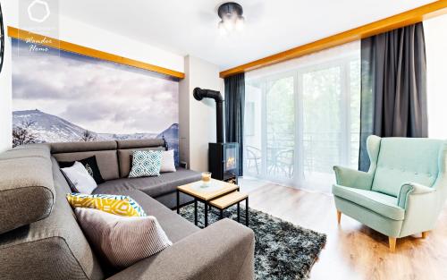 Χώρος καθιστικού στο Wonder Home - Domki górskie na kameralnym osiedlu Karkonoska Opoka