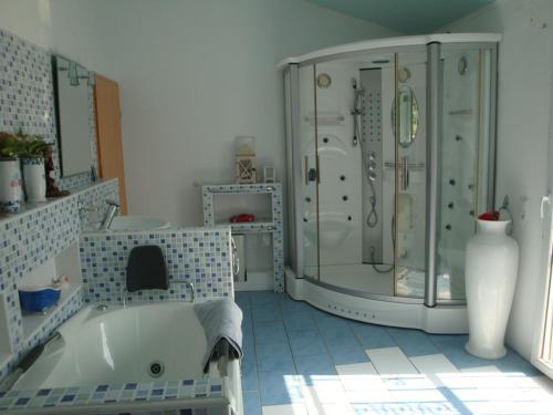 a bathroom with a shower and a bath tub at Casa del Arte in L'Ametlla de Mar