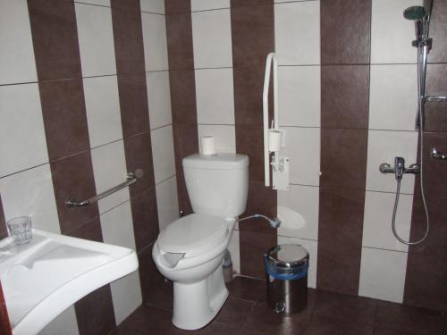 a bathroom with a toilet and a sink at Four Seasons Hotel in Trílofon